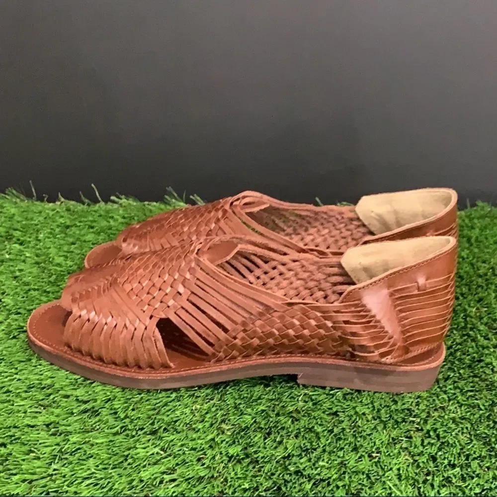 Chamula Open Toe GDL Huaraches Meg Brown NEW